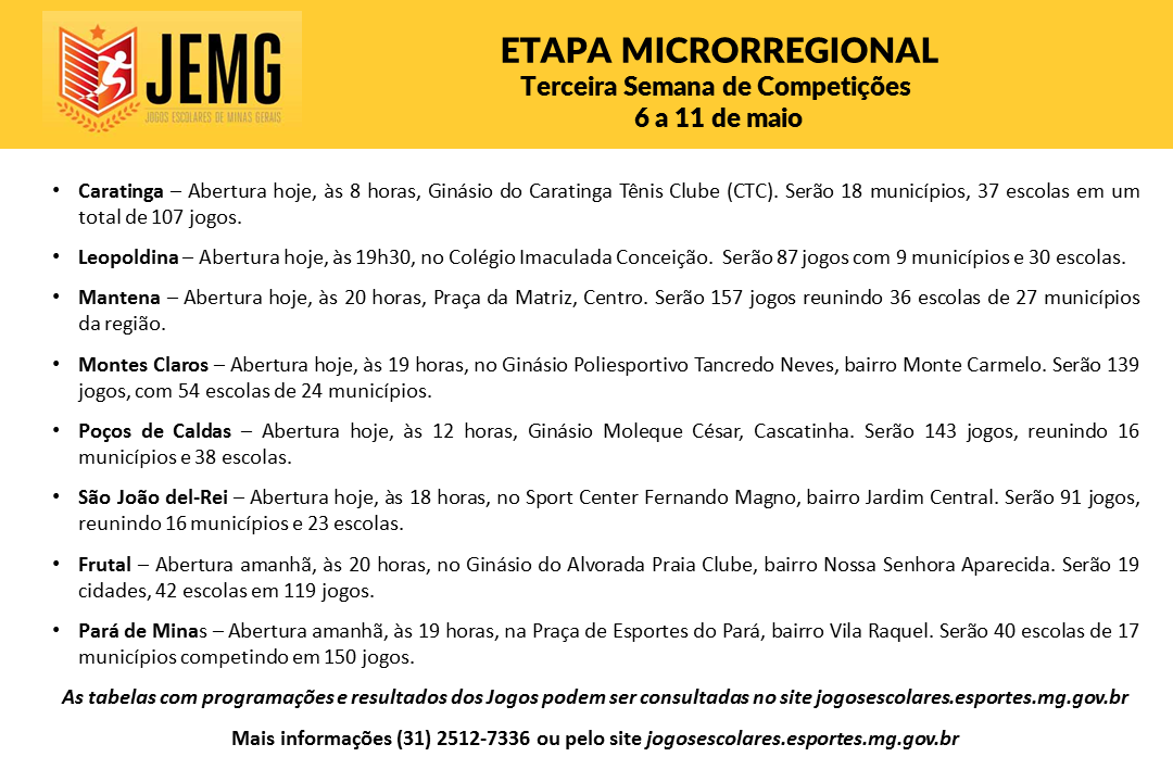 Começam os Jogos Estudantis de Caratinga